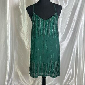 Revolve x MLV Emerald Green Sequin Mini Dress – Glam Party Night Out Look Size M